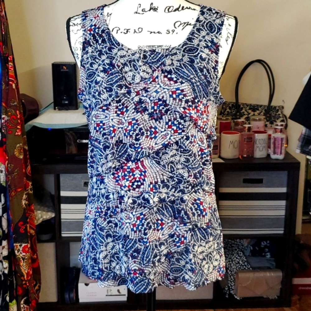 Christopher & Banks ruffle front sleeveless Top